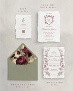 Set di inviti di matrimonio Burgundy Vintage