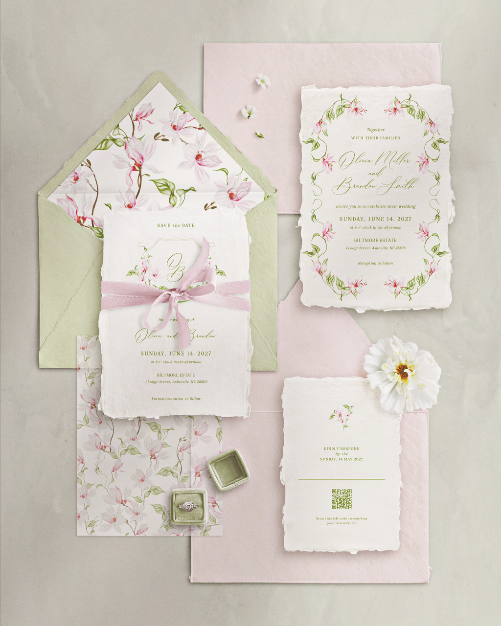 Set di inviti di matrimonio Magnolie