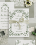 Set di inviti di matrimonio Vintage Verde Salvia