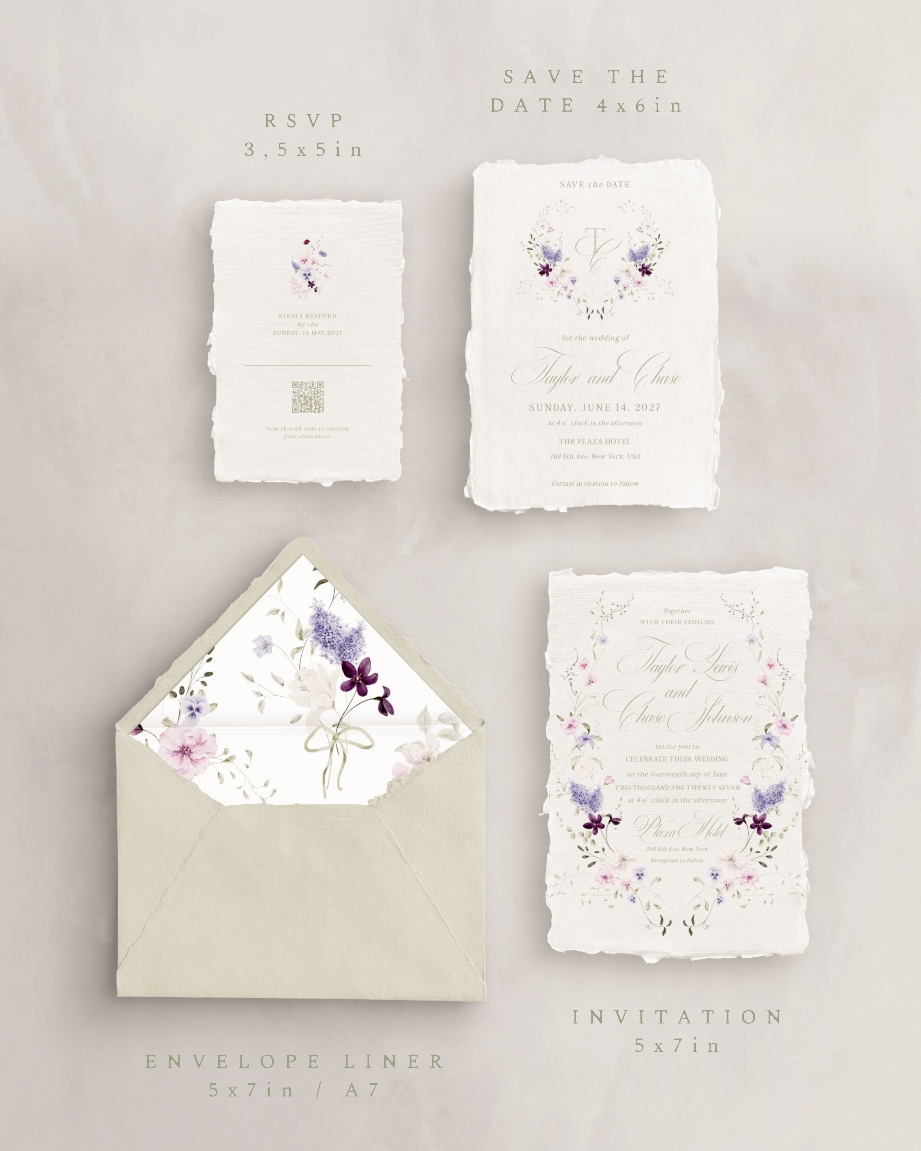 Set di inviti di matrimonio Giardino di Lillà