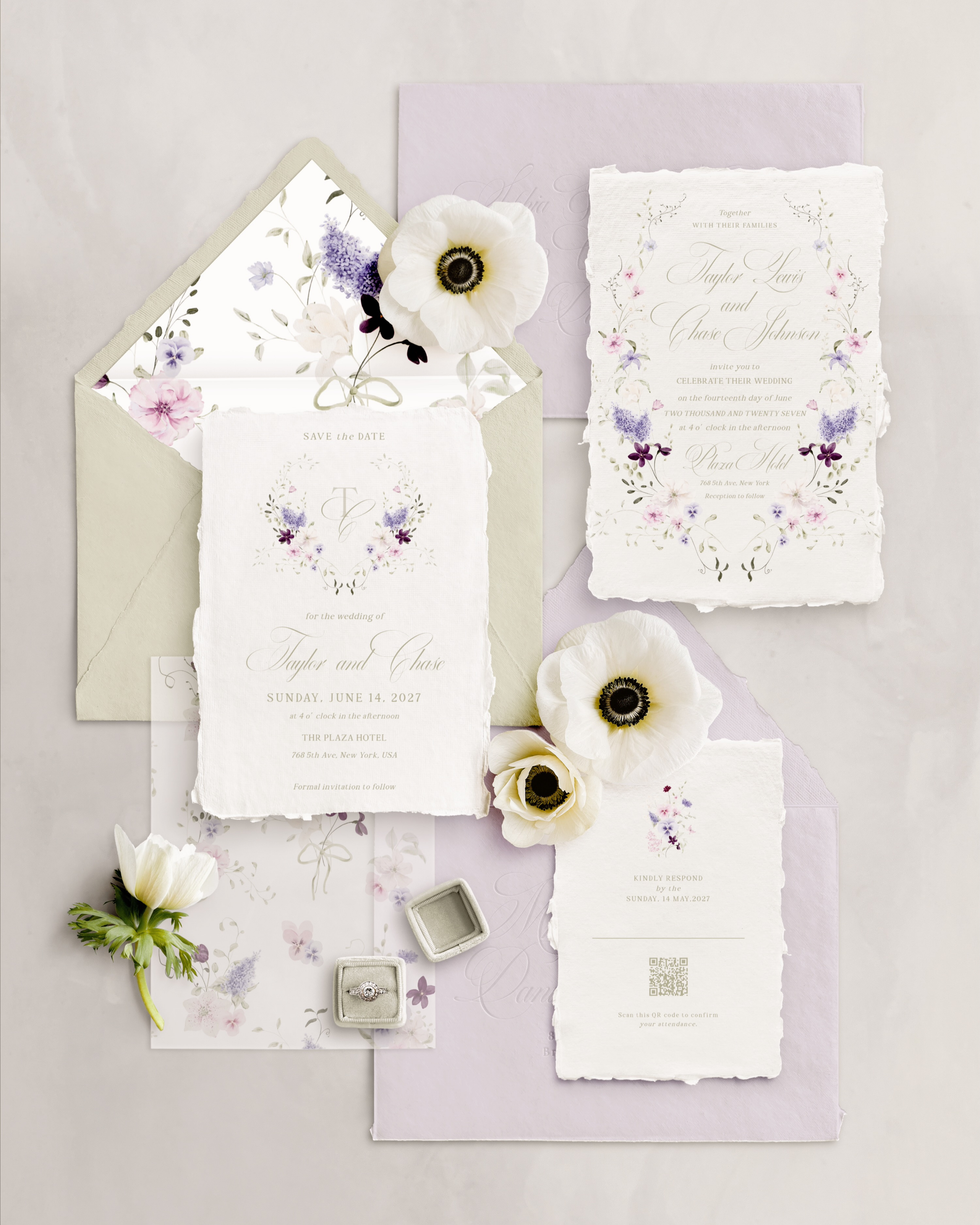 Set di inviti di matrimonio Giardino di Lillà
