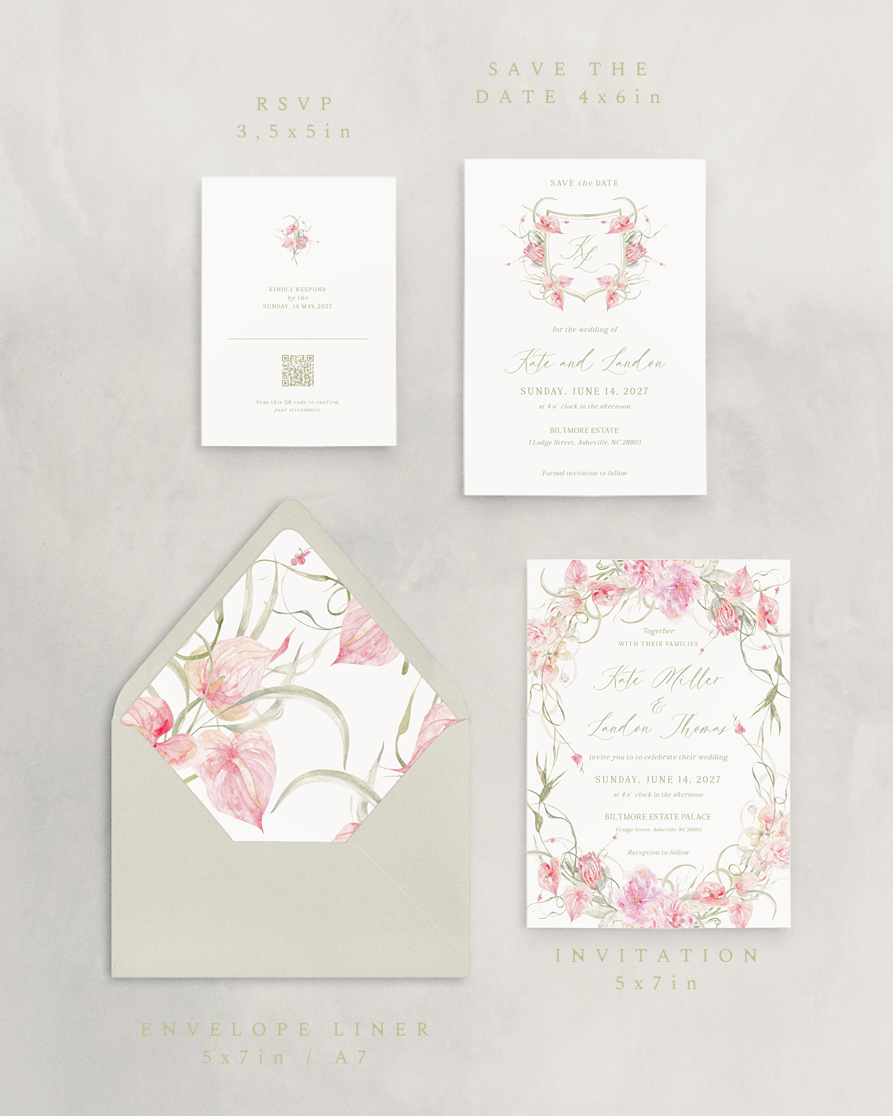 Set di inviti di matrimonio Giardino Tropicale
