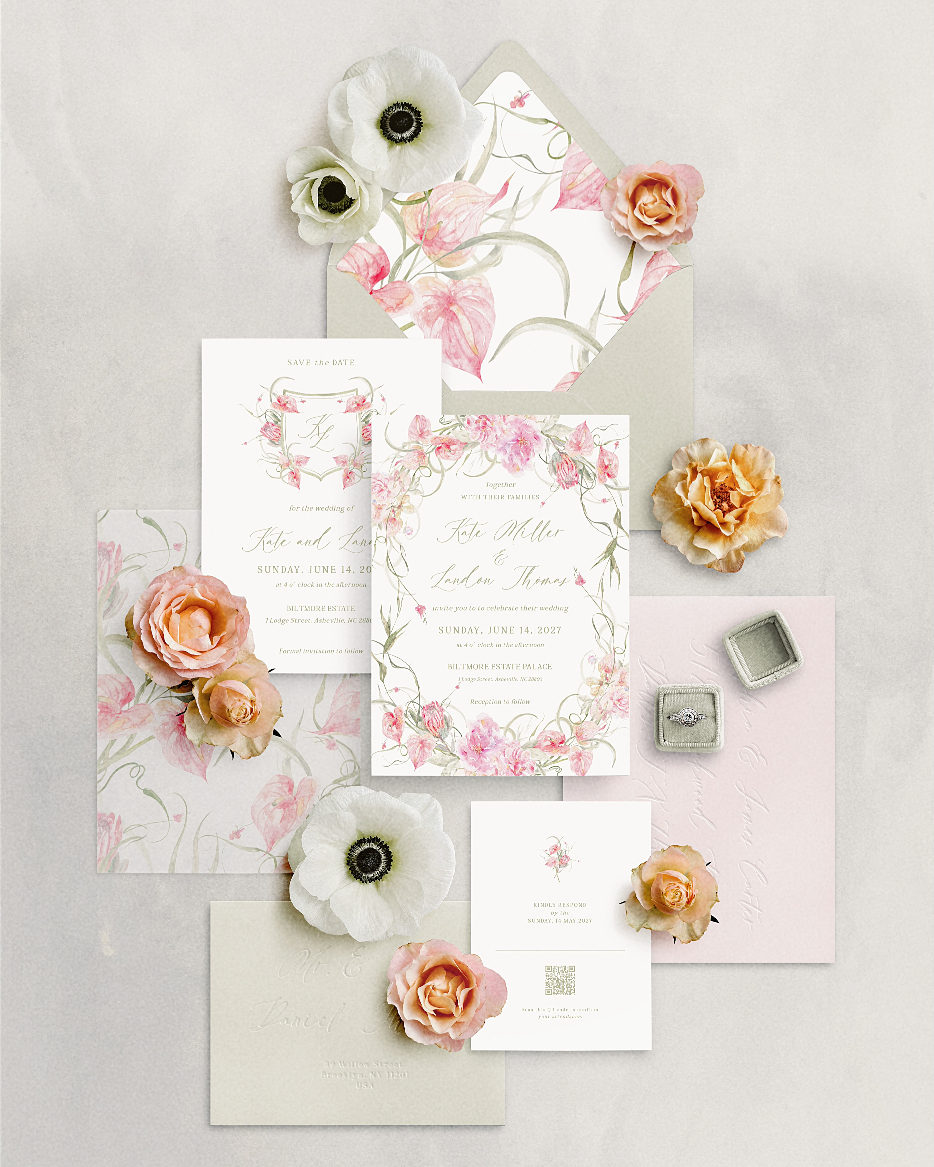 Set di inviti di matrimonio Giardino Tropicale