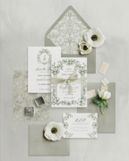 Set di inviti di matrimonio Vintage Verde Salvia